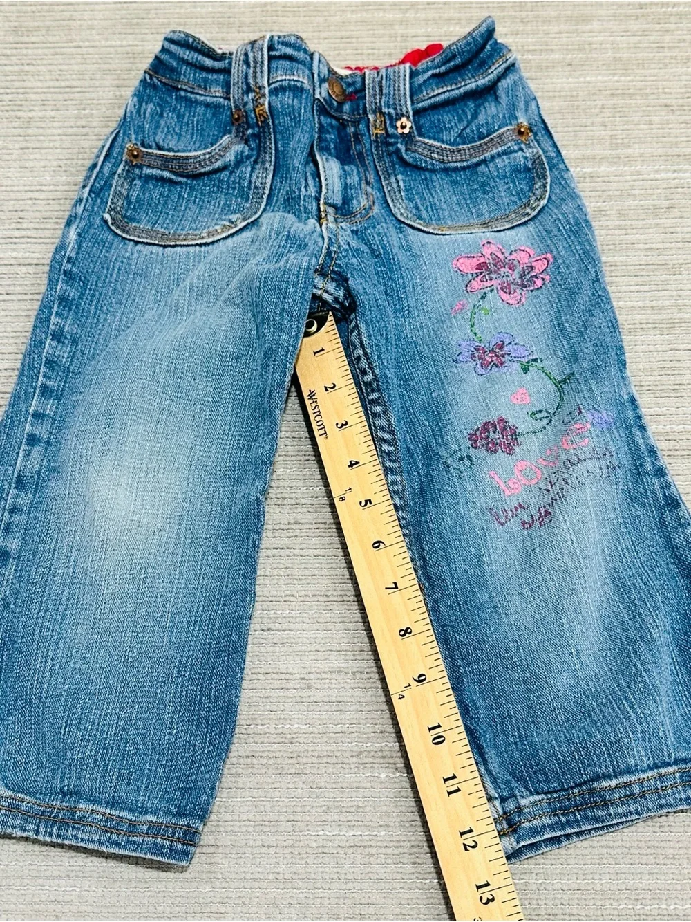 Vintage Y2K Kids Girls Levi Strauss Embroidered Flower Flare Jeans - Size‎ 3T